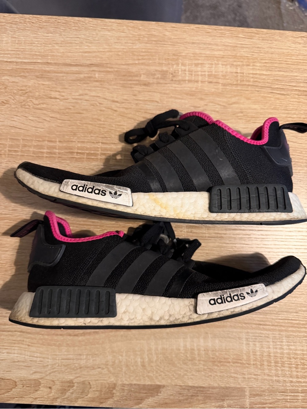 Adidas NMD R1 black sneakers with pink accents DB3506 size 11